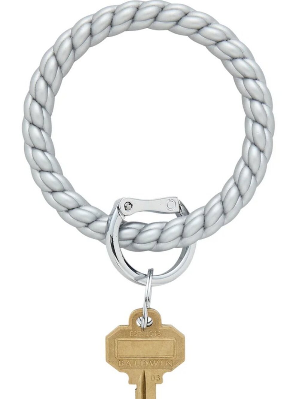 NWT Oventure Solid Quicksilver Braided Big O Key Ring